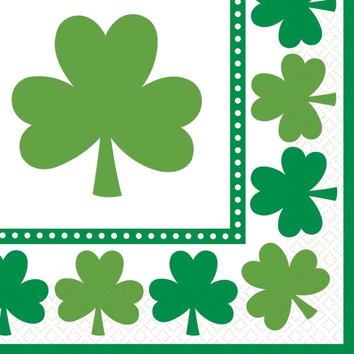 Lucky Shamrocks St. Patrick's Day Beverage Napkins - 16 Pack - 5 In. X 5 In.