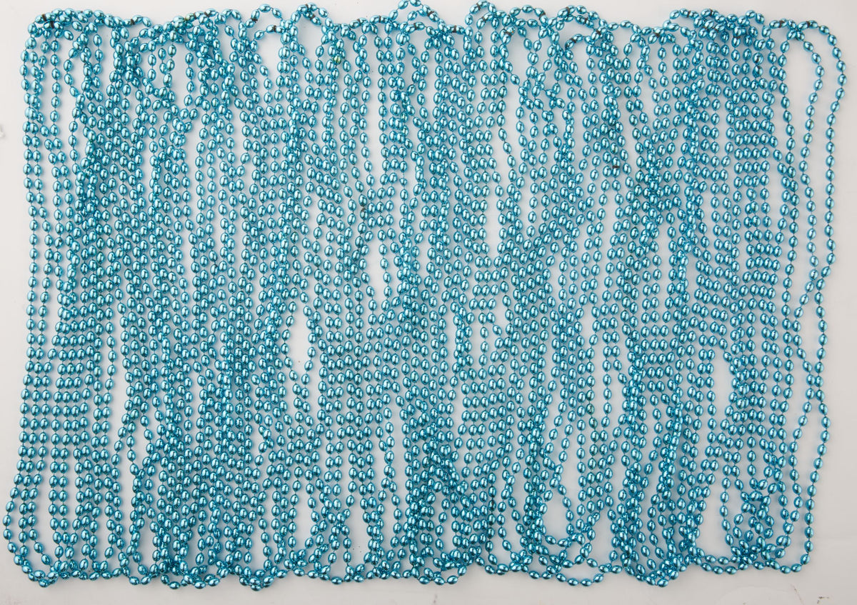 Light Blue Bead Necklaces - 50 Pack, 30" Round Beads
