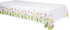 Spring Tulip Garden Flannel-Backed Table Cover, 52x90-in