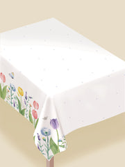 Spring Tulip Garden Flannel-Backed Table Cover, 52x90-in