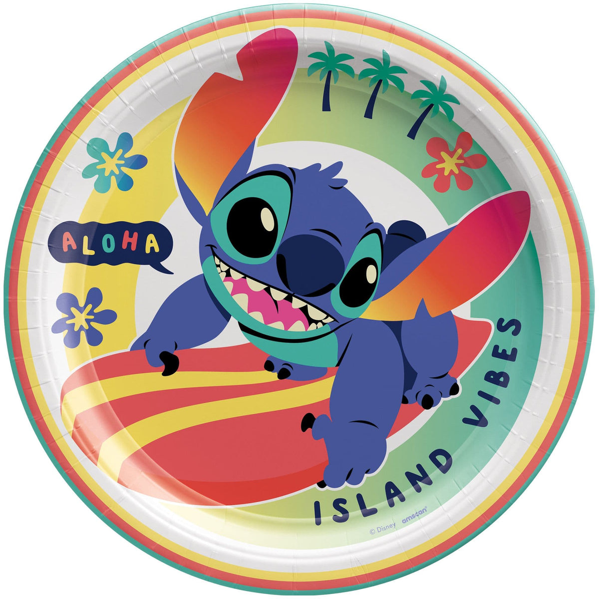 Disney Lilo & Stitch 9-Inch Round Paper Plates, 8-Pack