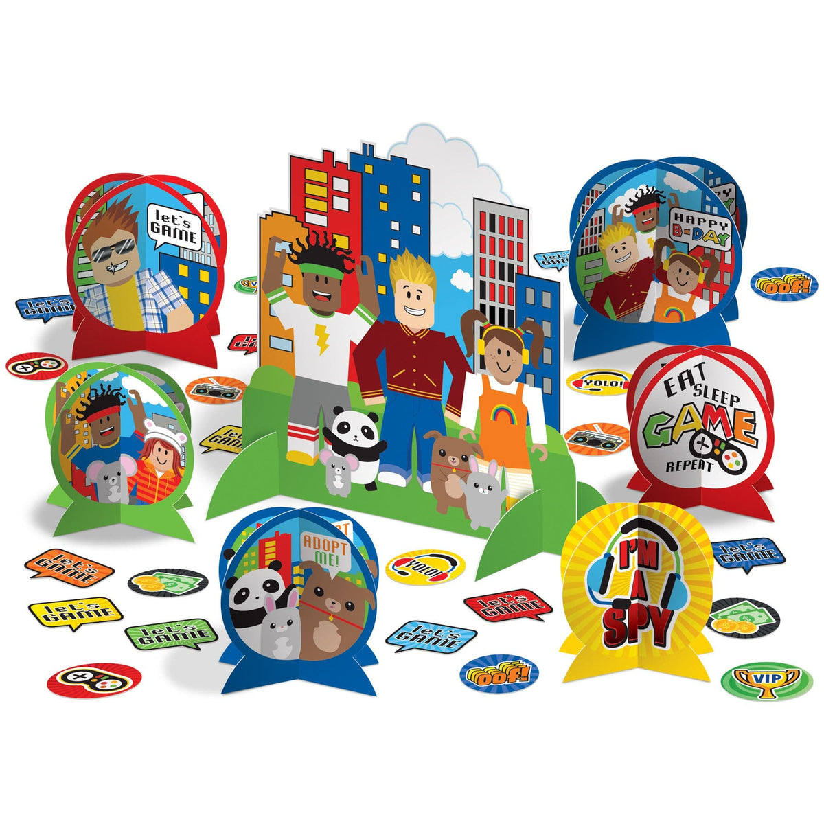 Party Town "Let's Game" Birthday Table Decorating Kit - 31 Piece Set