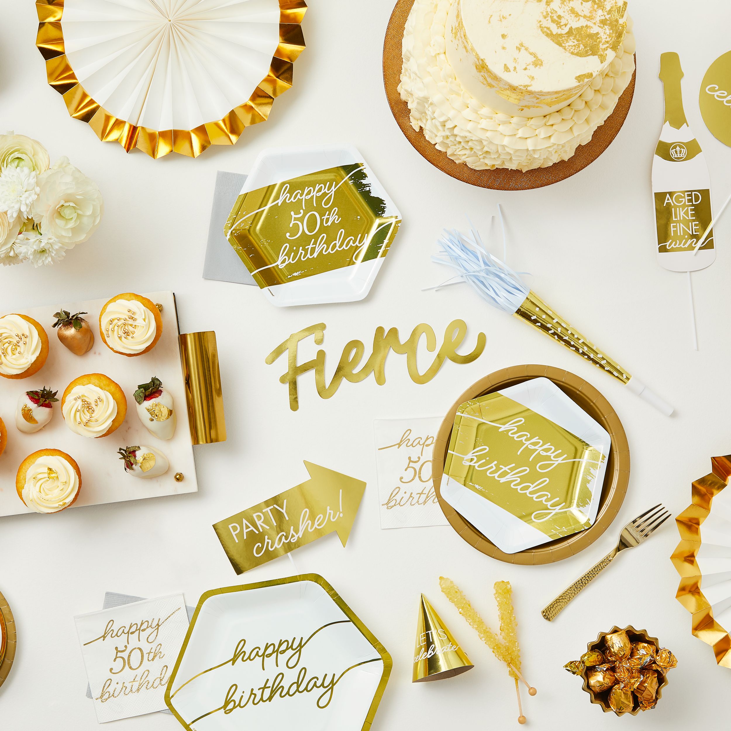 Golden Age 50th Birthday Room Decorating Kit in Gold
