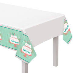 Happy Cake Day Birthday Plastic Table Cover, 54x84 inches