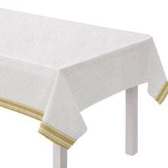 Elegant Gold-Striped Airlaid Table Cover - 54"x102"