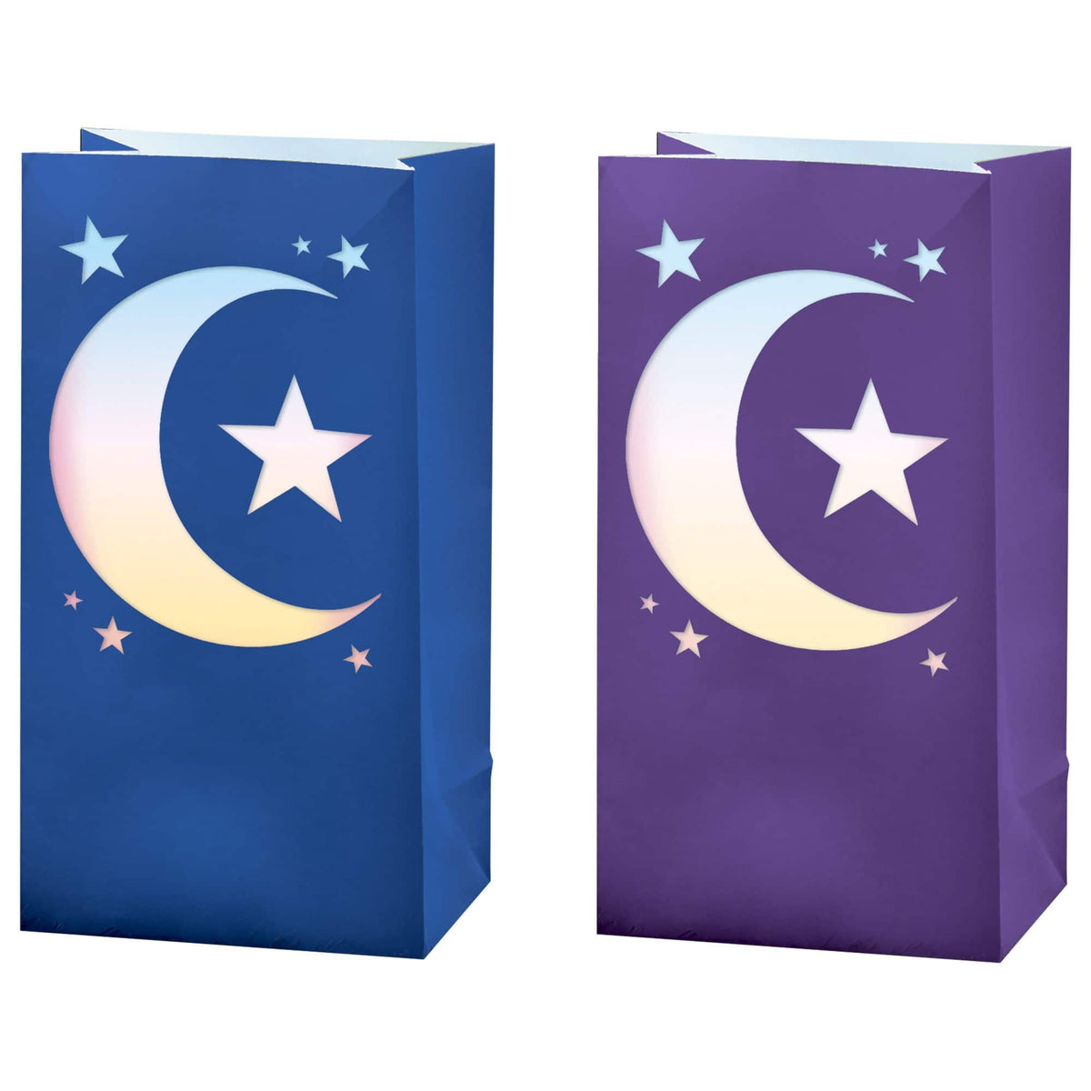 Eid Star and Moon Luminary Candle Bags - Set of 2