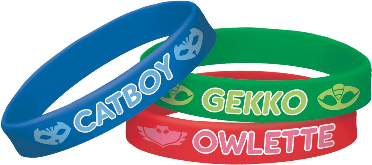 PJ Masks Rubber Bracelets - Catboy, Owlette, & Gekko, 6 Pack