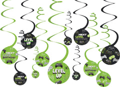 Level Up Gaming Swirl Decorations for Kids' Birthday Parties