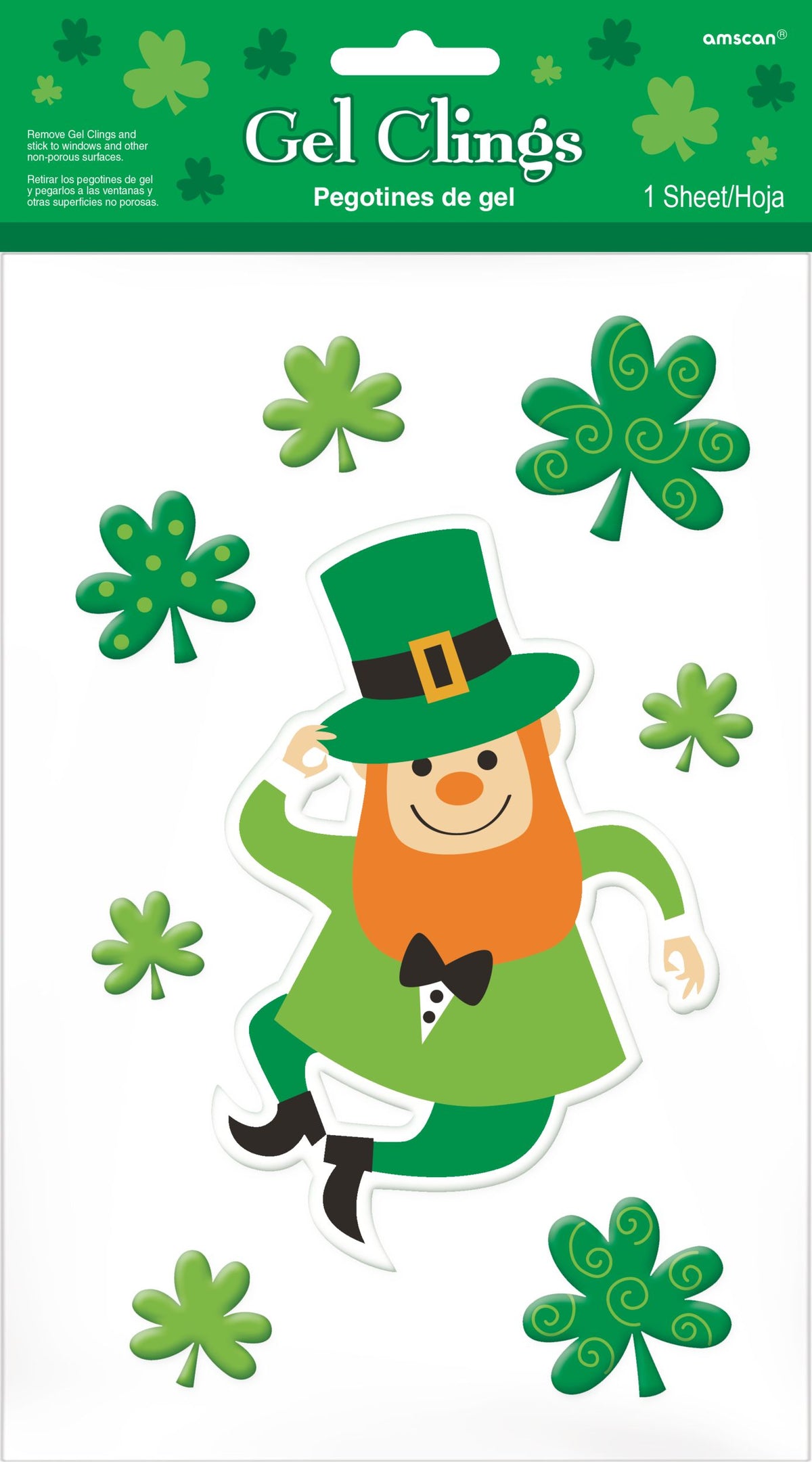 St. Patrick's Day Leprechaun Gel Cling Decals - 8 Pack