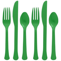 Festive Green Plastic Cutlery Assortment - 7.5 in.