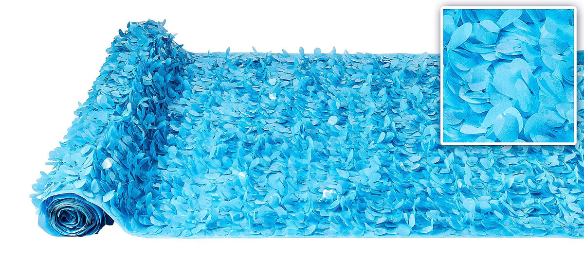 Metallic Blue Floral Vinyl Curtain - 15FT