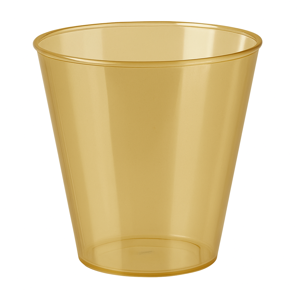Gold 2 oz Plastic Shot Glasses - Party Pack of 100