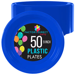 Little Gym - 9 In. Dark Blue Plastic Plates | 50 Ct.