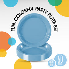 Little Gym - 7 In. Light Blue Plastic Plates | 50 Ct.
