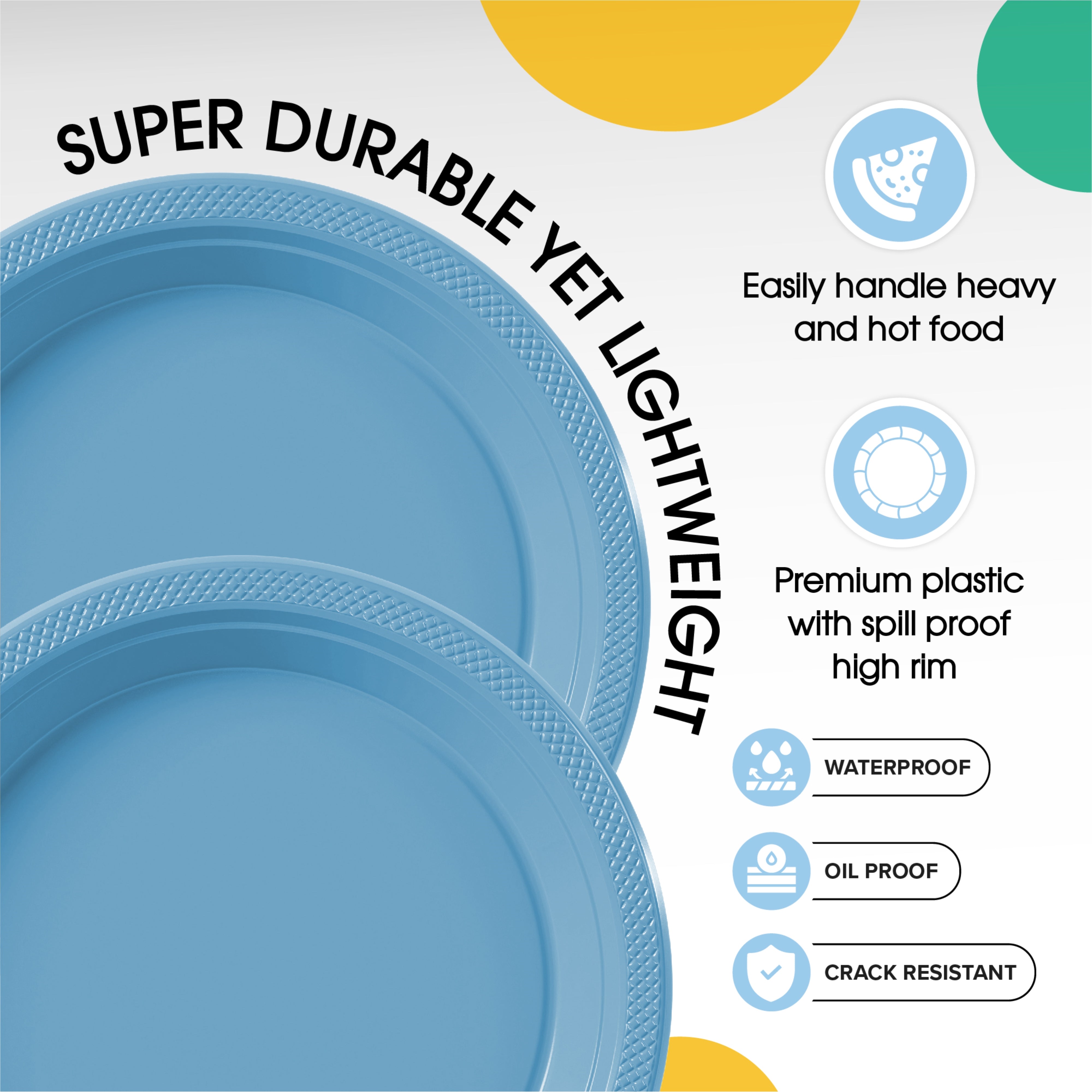 Little Gym - 9 In. Light Blue Plastic Plates | 50 Ct.