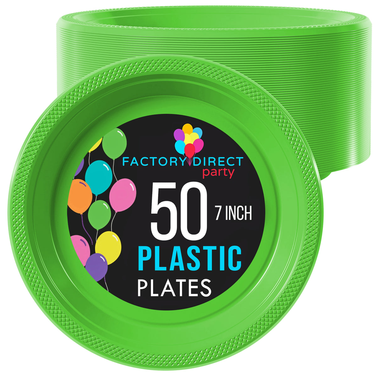 Little Gym - 7 In. Lime Green Plastic Plates | 50 Ct.