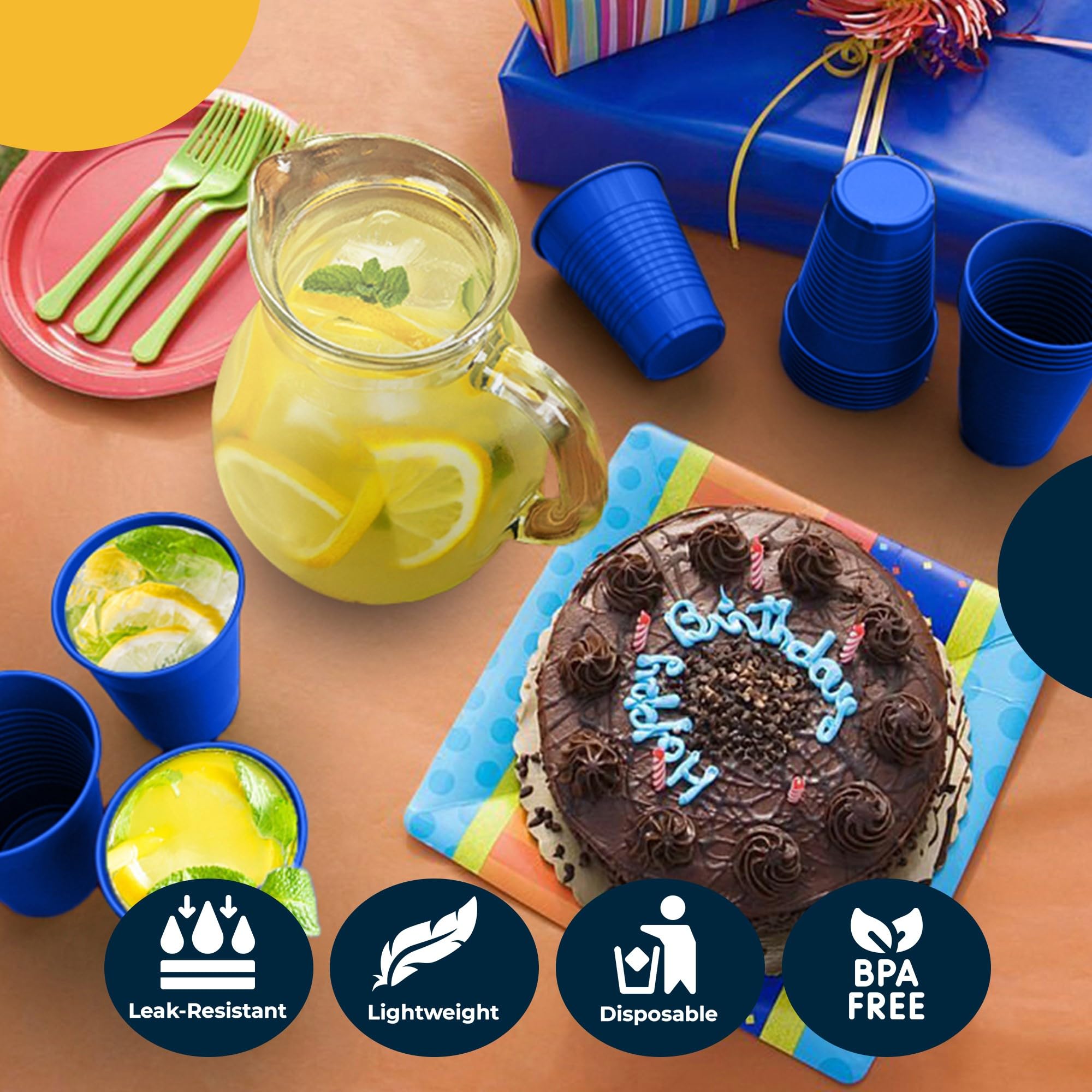 Little Gym - 12 Oz. Dark Blue Plastic Cups | 50 Ct.