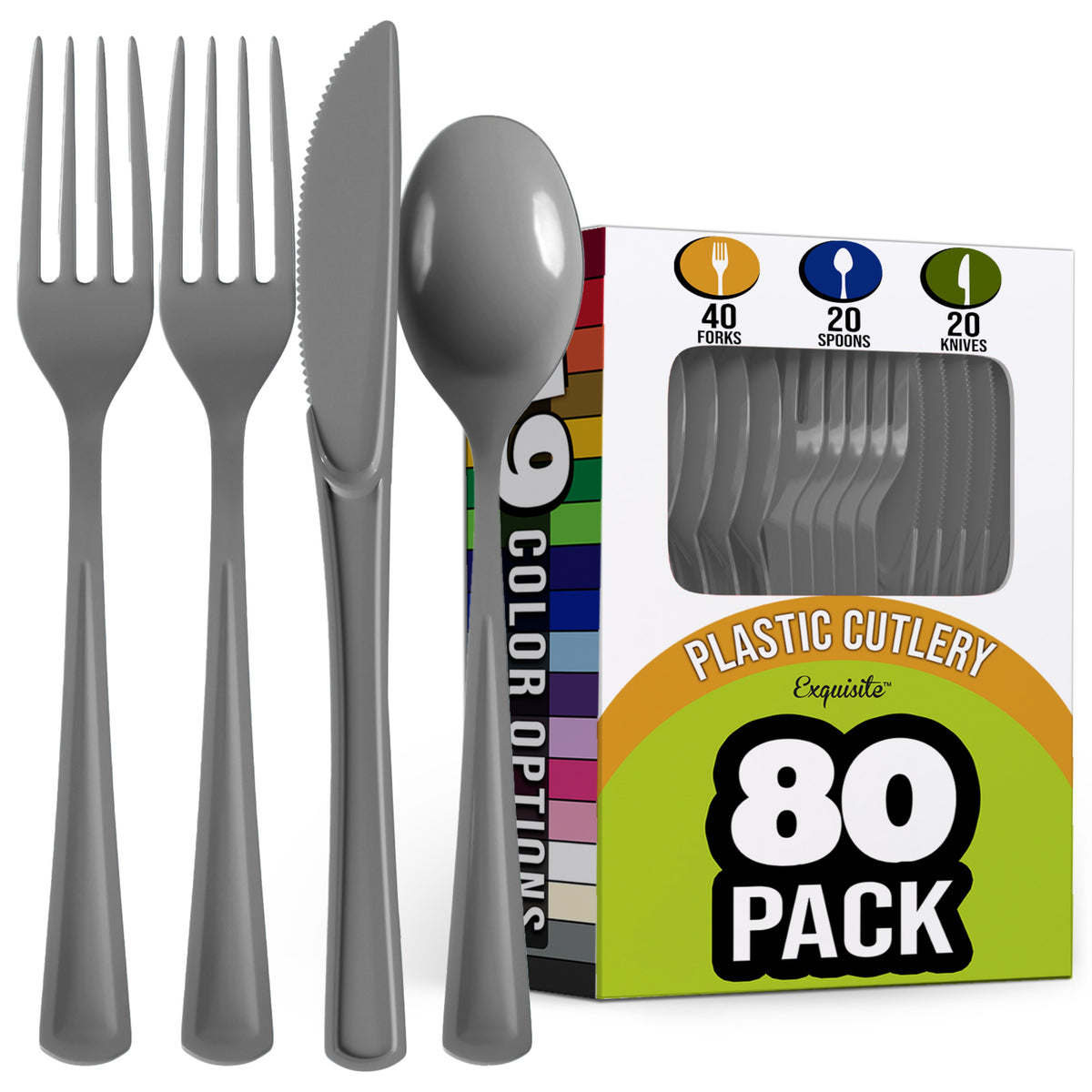 Heavyweight Assorted Medium Cutlery Set - Solid Colors
