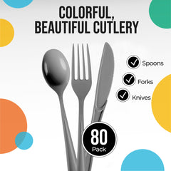 Heavyweight Assorted Medium Cutlery Set - Solid Colors