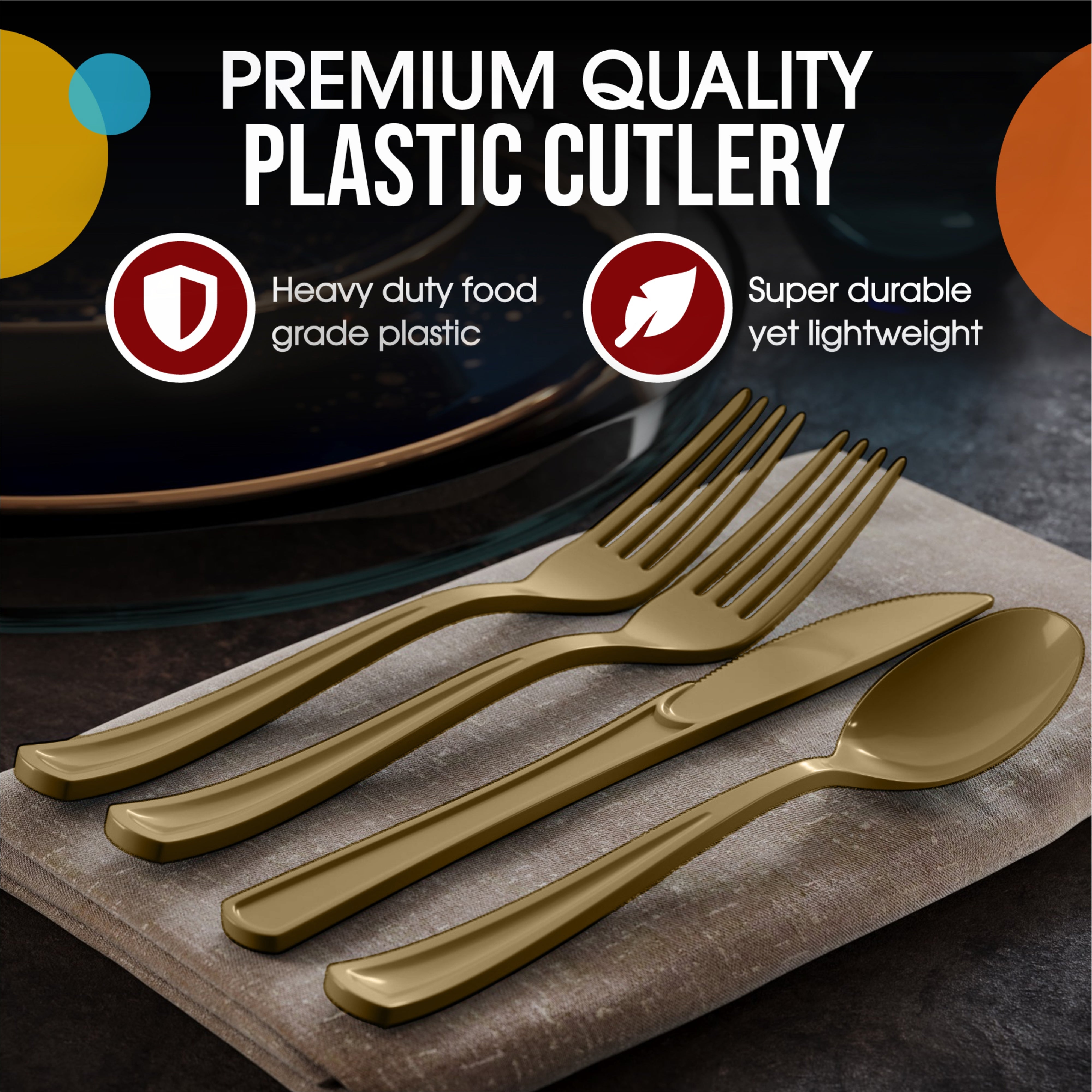 Heavyweight Assorted Metallic Gold Cutlery Set - 7.5 in.