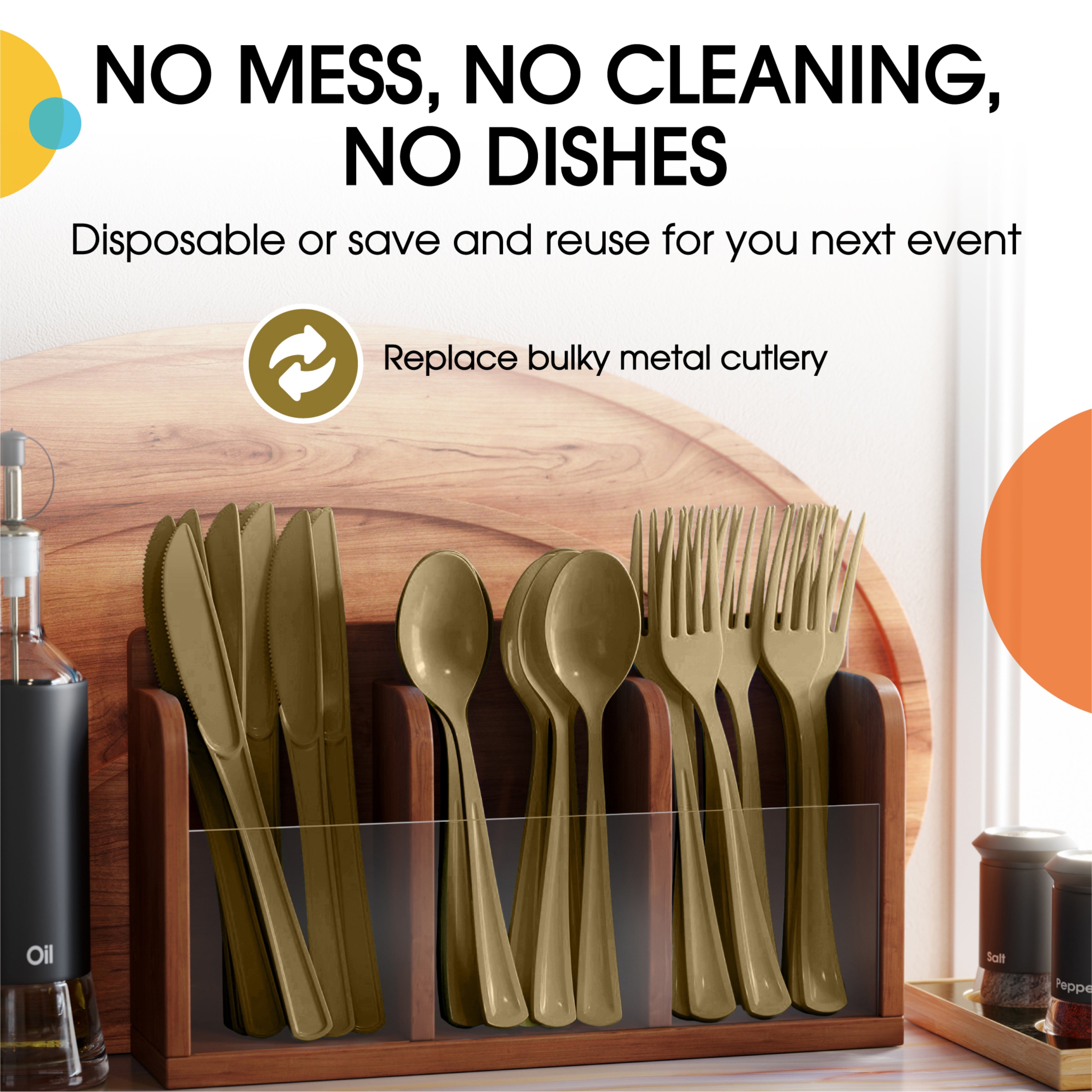 Heavyweight Assorted Metallic Gold Cutlery Set - 7.5 in.