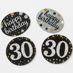 Sparkling Celebration 30th Birthday Confetti - Black, Gold & Silver