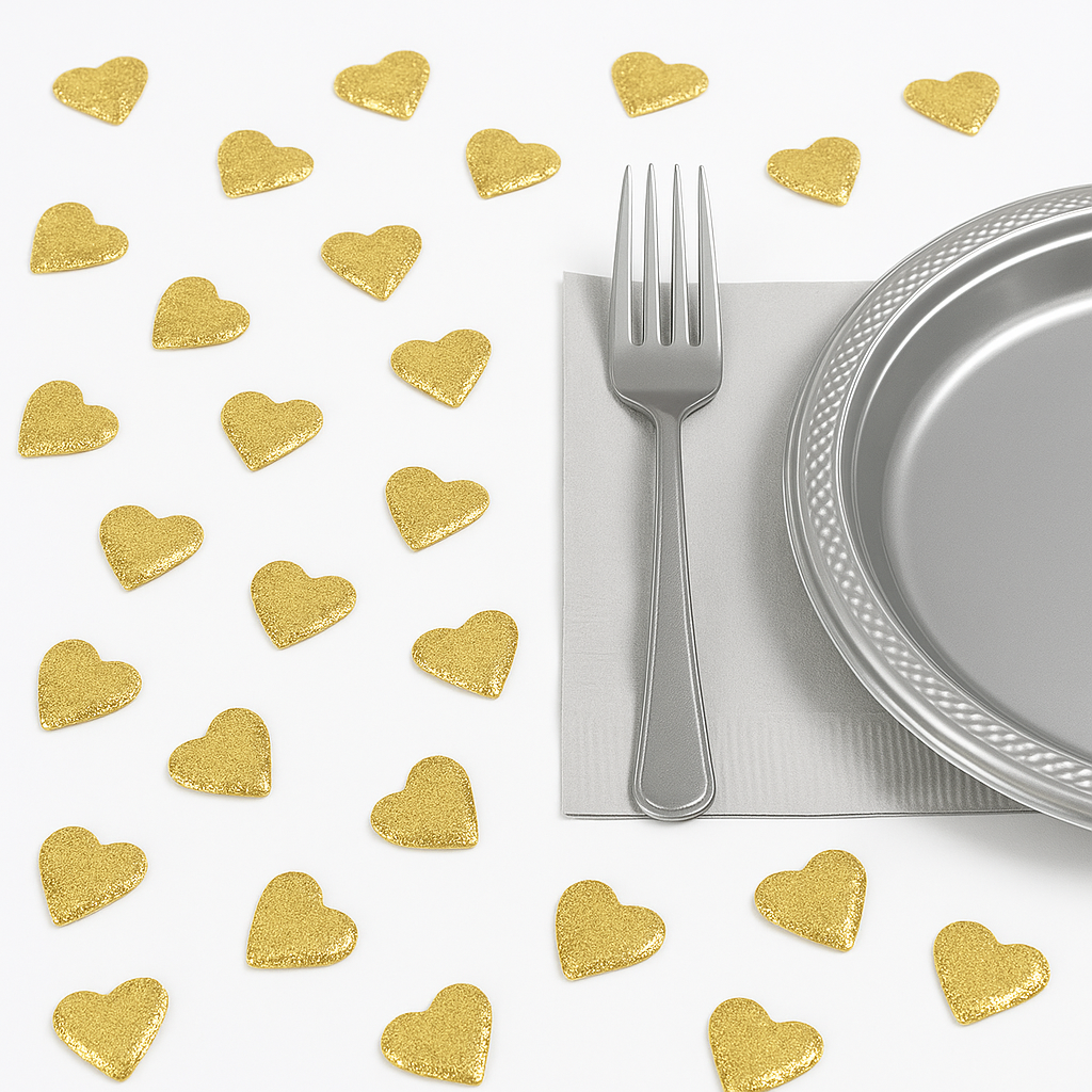 Glitter Gold Heart Table Scatter Confetti, 40-Pack