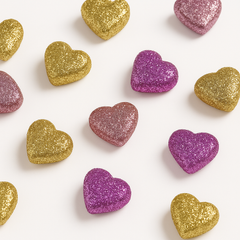 Glitter Heart Table Scatters - Pink & Gold Confetti Decor, 40 Pack