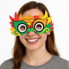 Vibrant Lunar New Year Dragon Paper Masks - 8 Pack