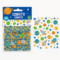 Blast Off Space-Themed Confetti for Baby's First Birthday