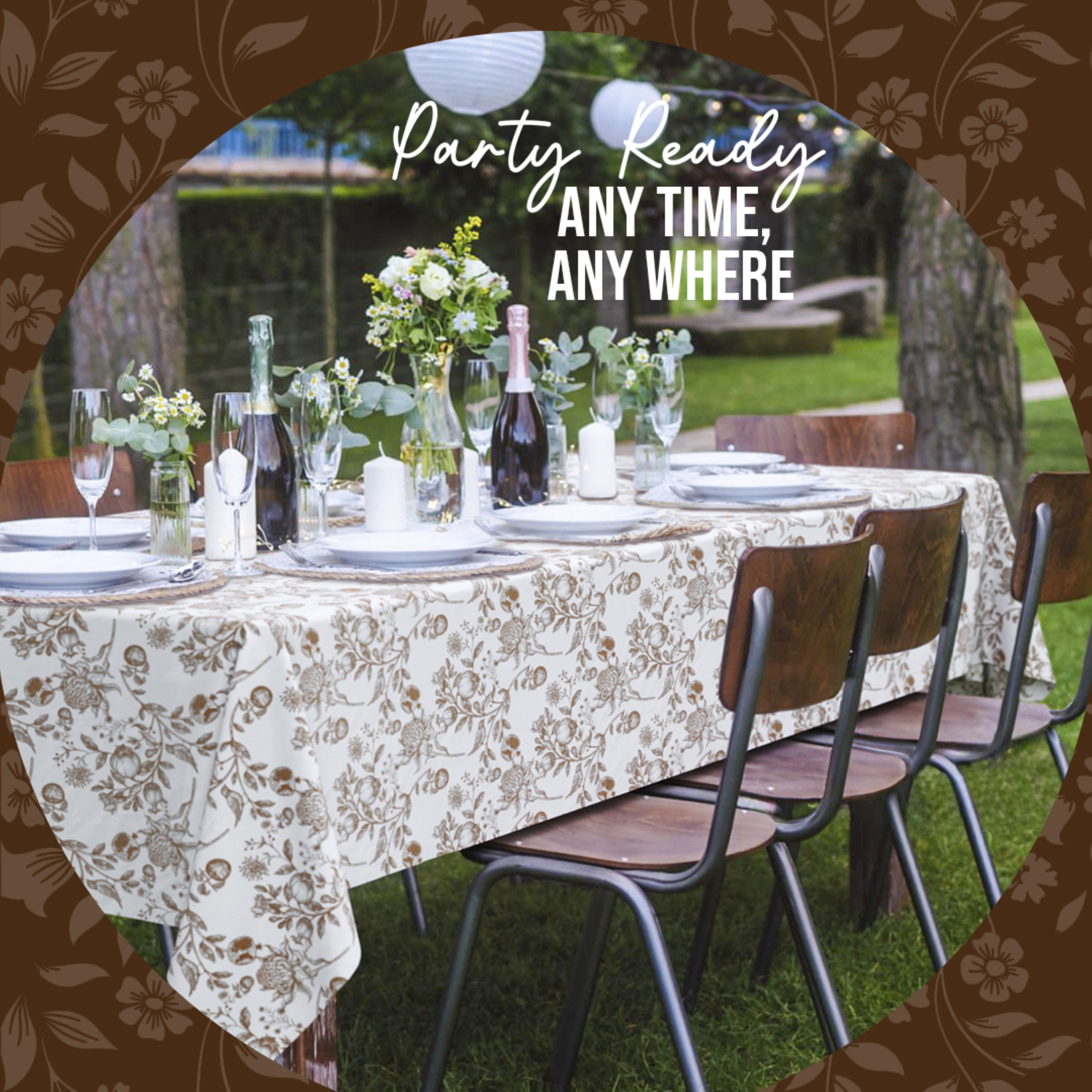 Trendables Premium Pomegranates Table Cover 54 x 108 - 2 Pack