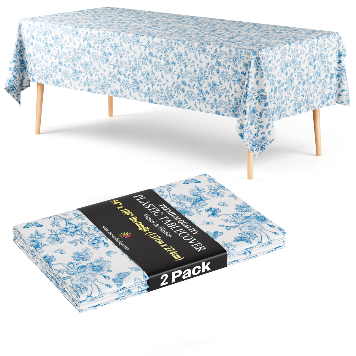 Trendables Premium Botanical Table Cover 54 x 108 - 2 Pack