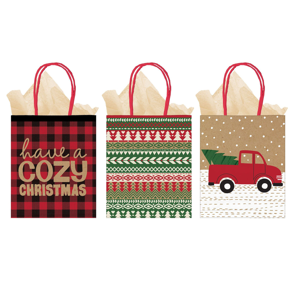 PMA - Kraft Christmas Gift Bags, 3-pk