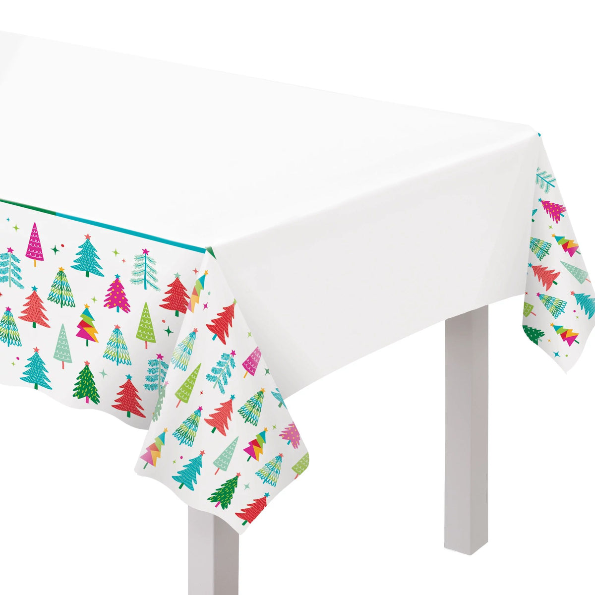 PMA - Christmas Merry Everything Plastic Table Cover, 54-in x 102-in