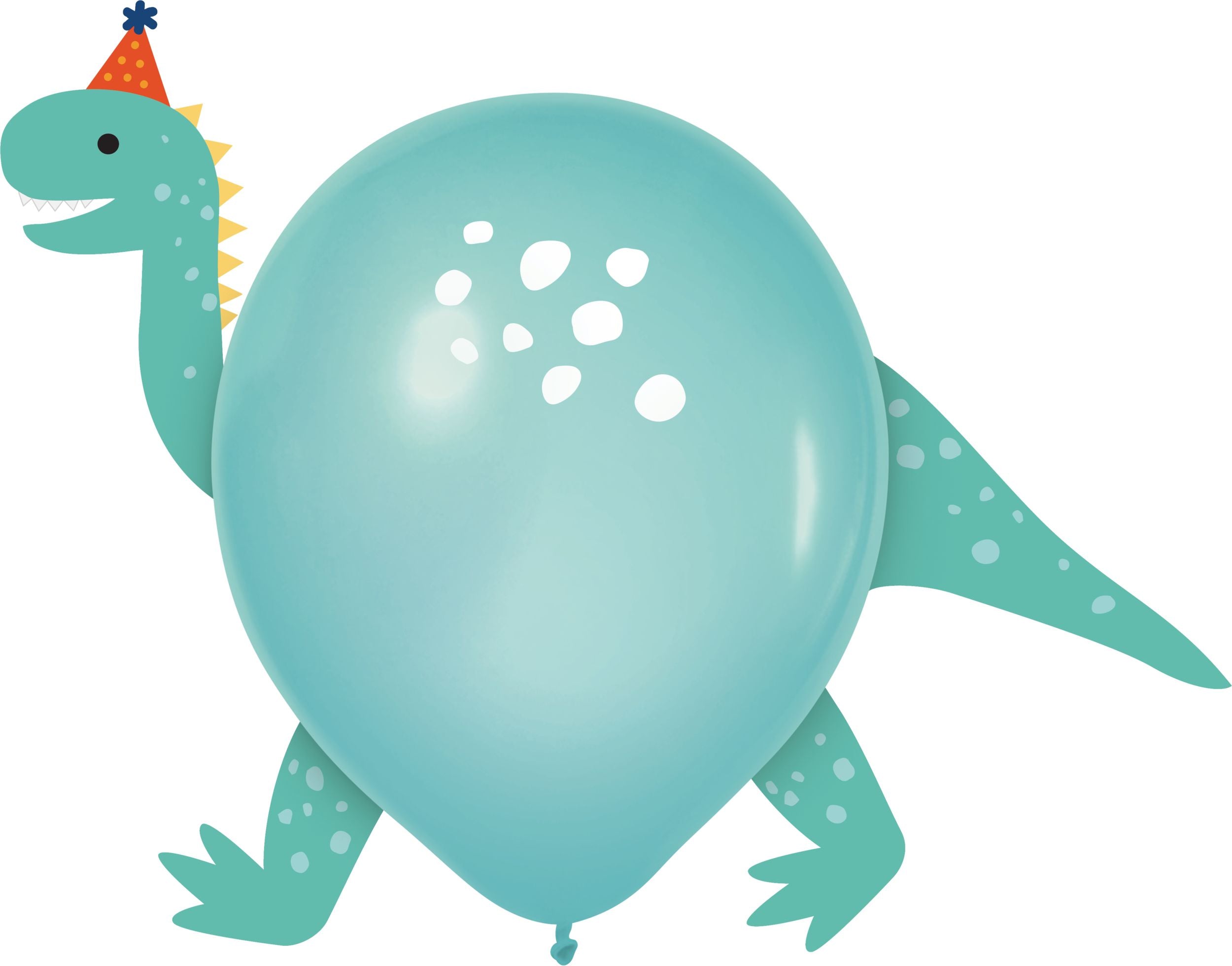 Little Gym - Dino-Mite Round Latex Balloon Decorating Kit, Blue/Orange/Green, 12-in, for Birthday Party - 6 Ct.