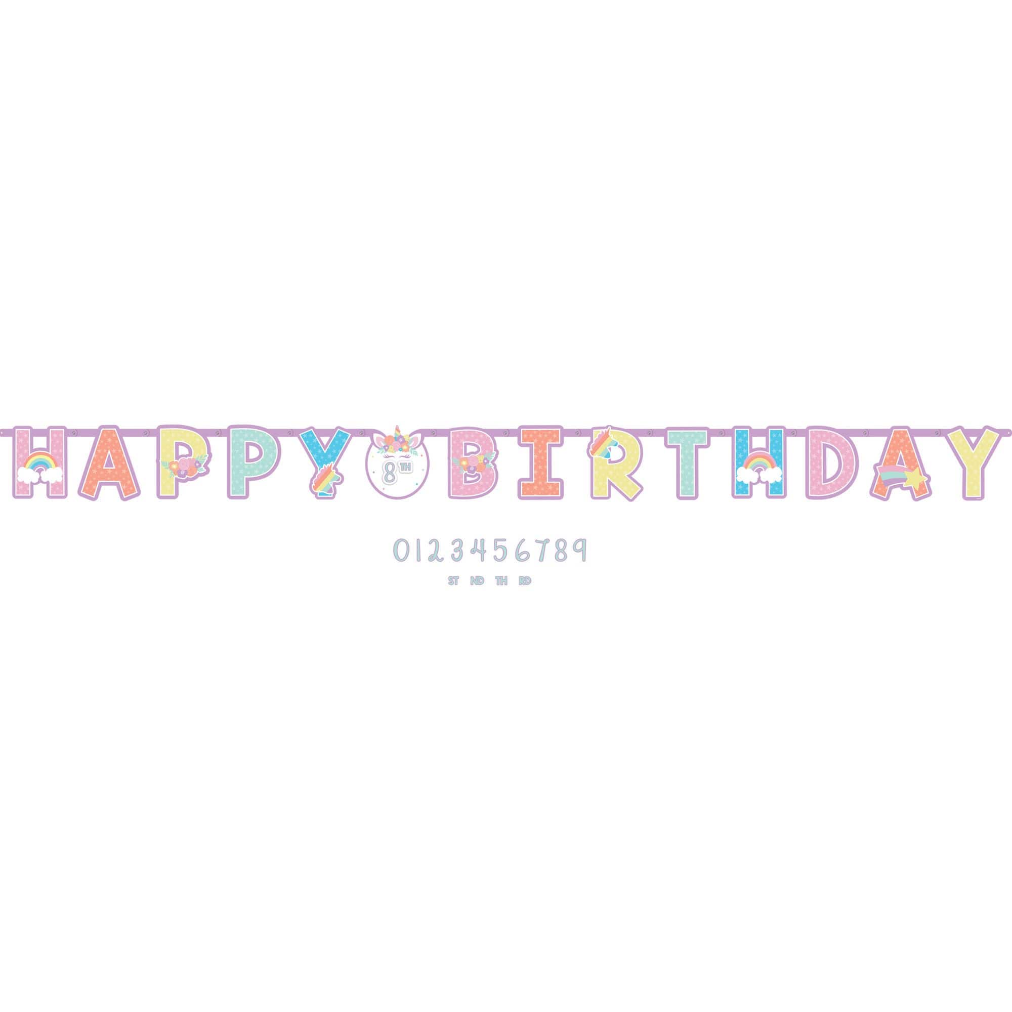 Little Gym - Unicorn "Happy Birthday" DIY Customizable Hanging Garland Banner Decoration, Multi-Coloured, 126-in, for Birthday Party - 1 Ct.