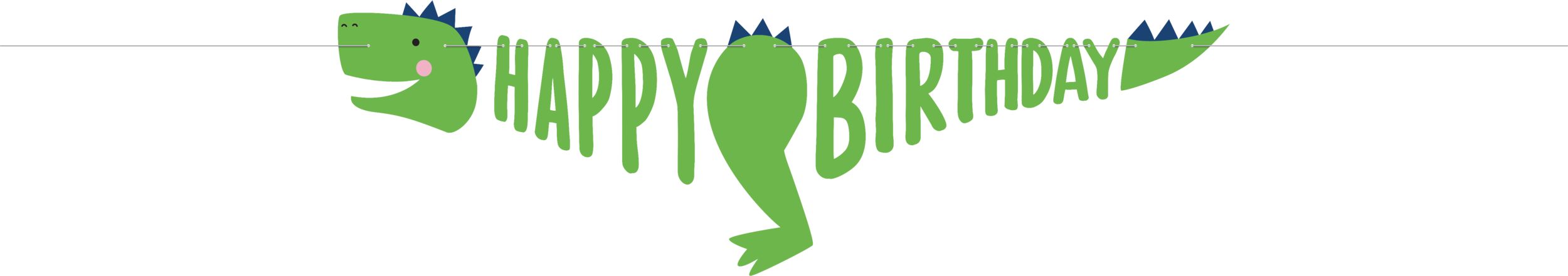 Little Gym - Dino-Mite "Happy Birthday"  Dinosaur Hanging Garland Banner Decoration, Green/Blue/Orange, 12.75-in, for Birthday Party - 2 Ct.