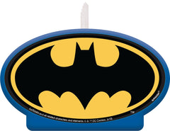 Little Gym - DC Justice League Batman Logo Wax Candle, Blue/Black/Yellow, 4.5-in, for Birthday Party - 1 Ct.