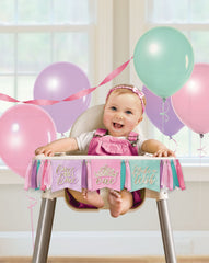 Little Gym - Disney Princess Once Upon A Time "One" High Chair Pennant Hanging Sign Decoration Pink/Blue/Purple, 38-in, for Birthday Party - 1 Ct.