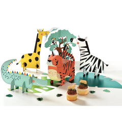 Little Gym - Get Wild Tiger/Zebra/Giraffe Table Decorating Kit Centerpieces, Multi-Coloured, 12 In.  for Birthday Party 5 Ct.