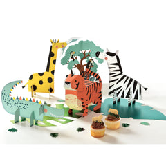 Little Gym - Get Wild Tiger/Zebra/Giraffe Table Decorating Kit Centerpieces, Multi-Coloured, 12 In.  for Birthday Party 5 Ct.