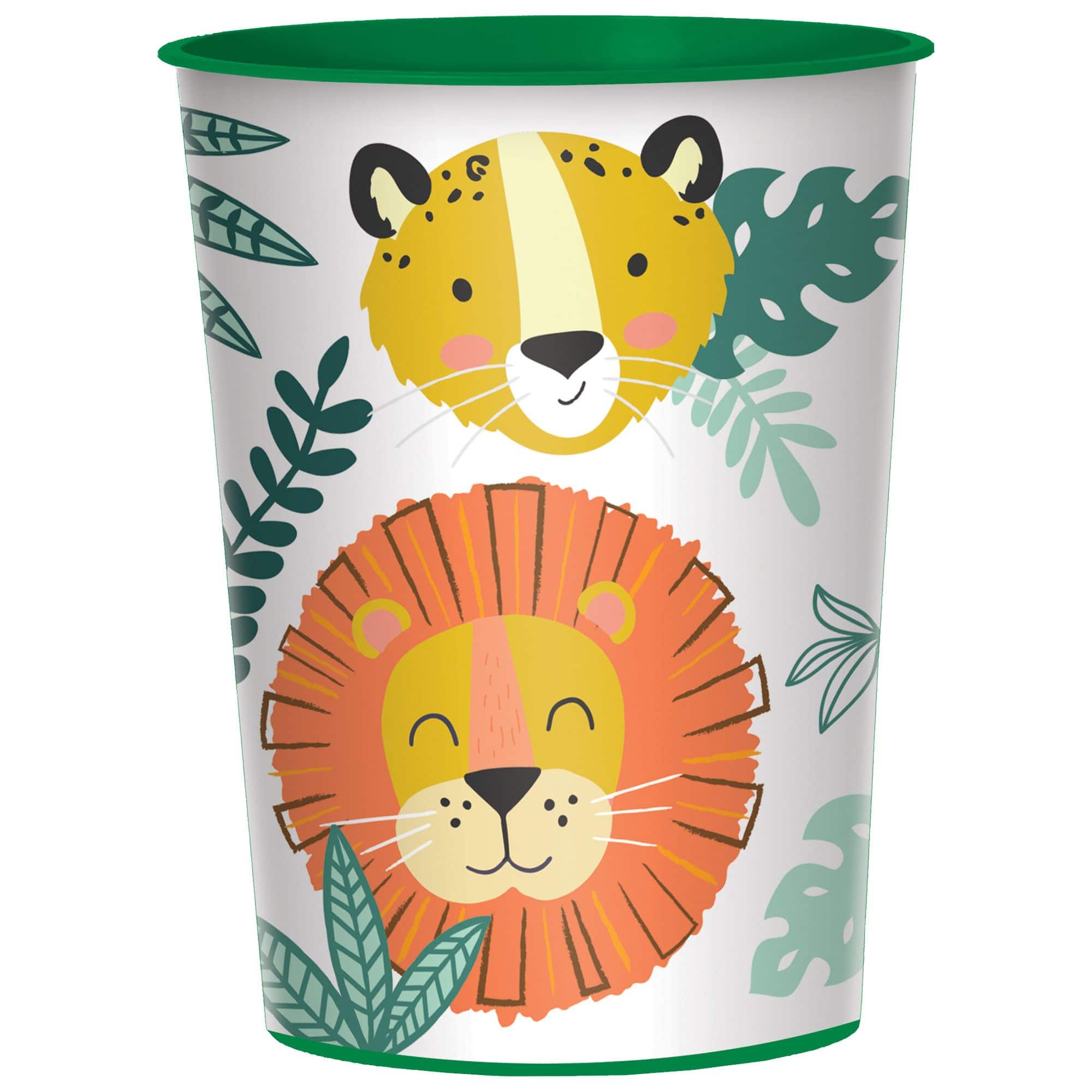 Little Gym - Get Wild Lion Plastic Reusable Favour Cup, White/Orange, 16-oz, for Birthday Party - 1 Ct.