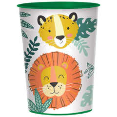 Little Gym - Get Wild Lion Plastic Reusable Favour Cup, White/Orange, 16-oz, for Birthday Party - 1 Ct.