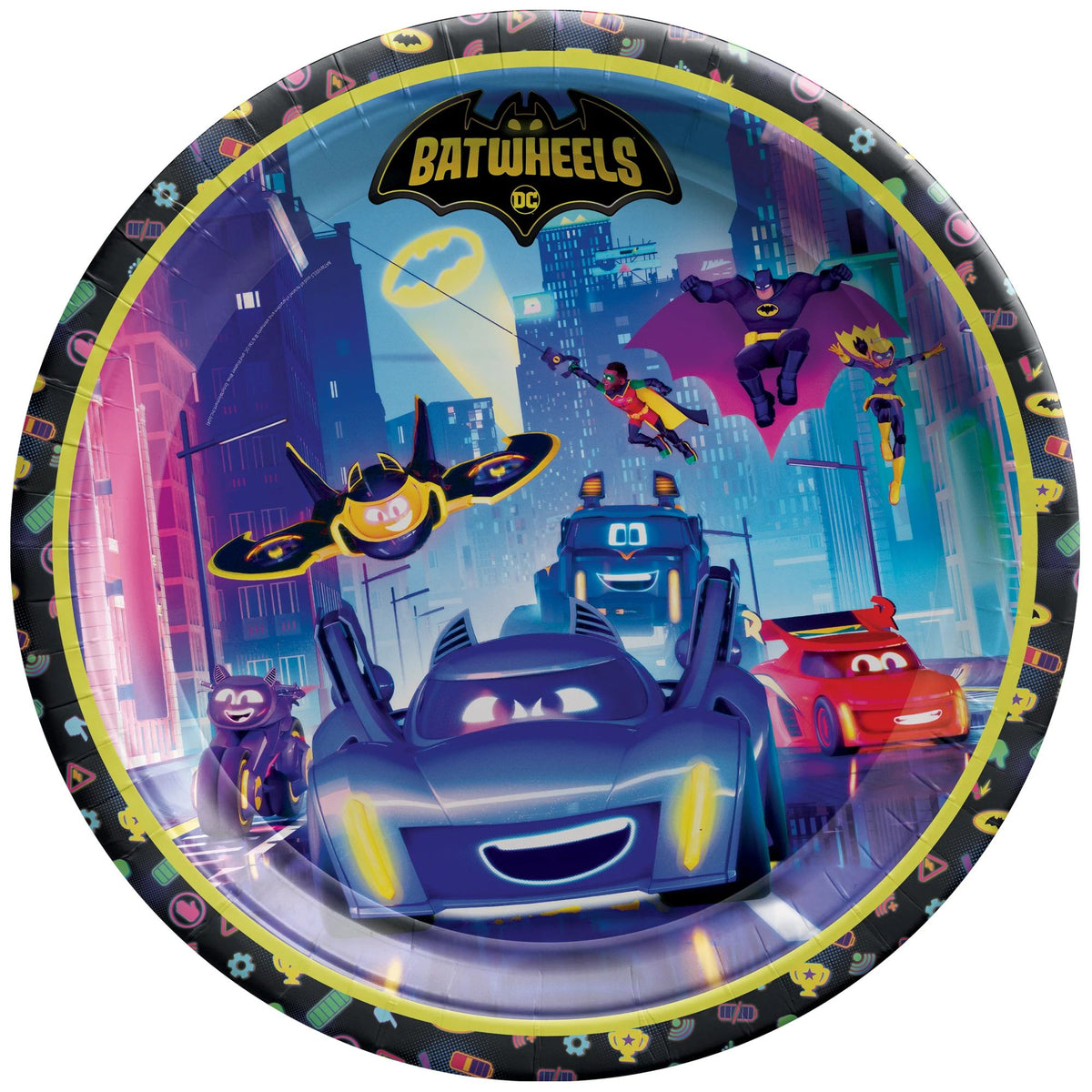 Little Gym - Warner Bros Batwheels 9" Round Paper Plates - 8 Ct.