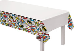 Little Gym - DC Justice League "Boom! Zap! Pow!" Rectangle Plastic Reusable Table Cover, Multi-Coloured, 54x96-in, for Birthday Party - 1 Ct.