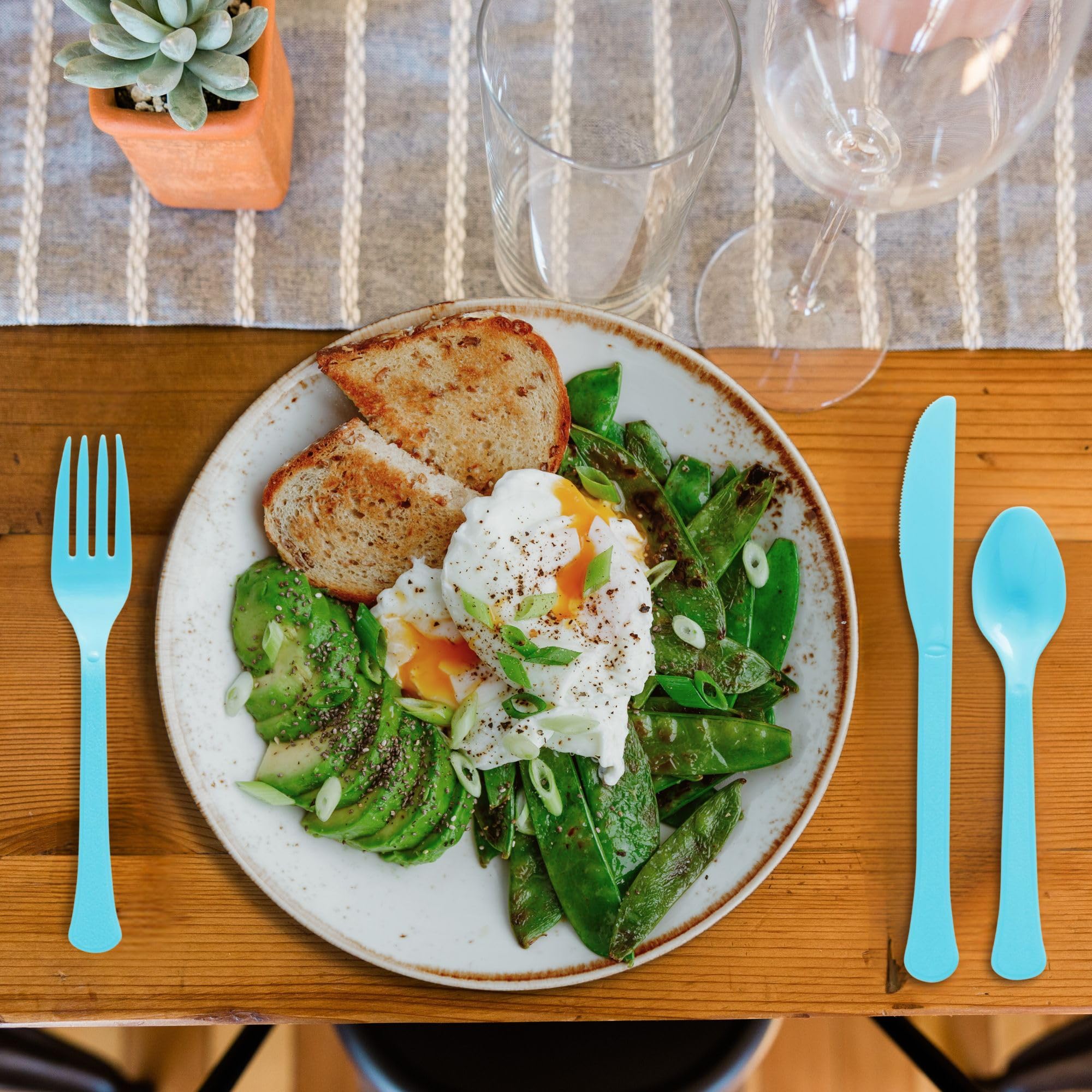 Little Gym - Caribbean Blue Assorted Plastic Cutlery Set -  200 Ct.