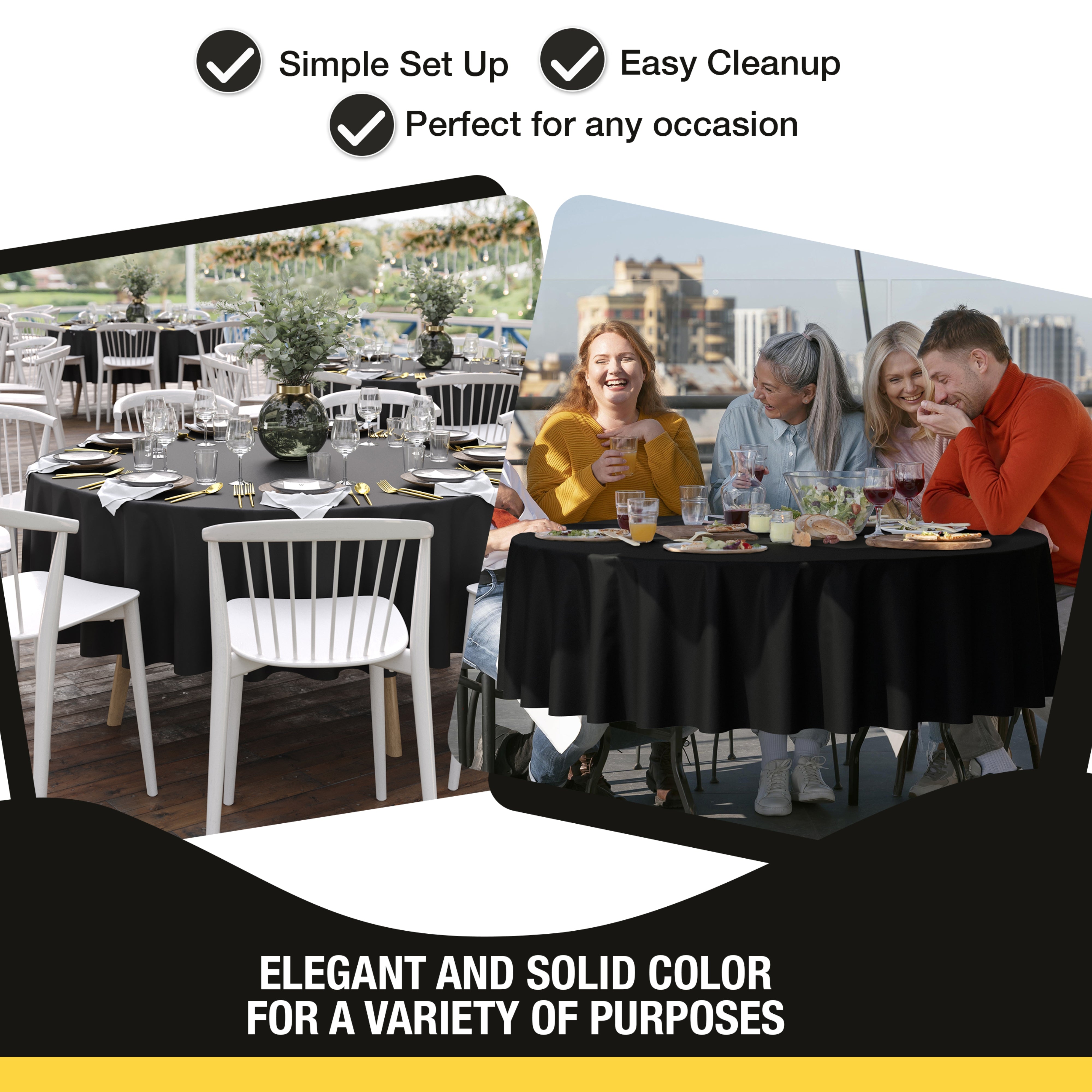 12pack Premium 90" Round Black Table Cover