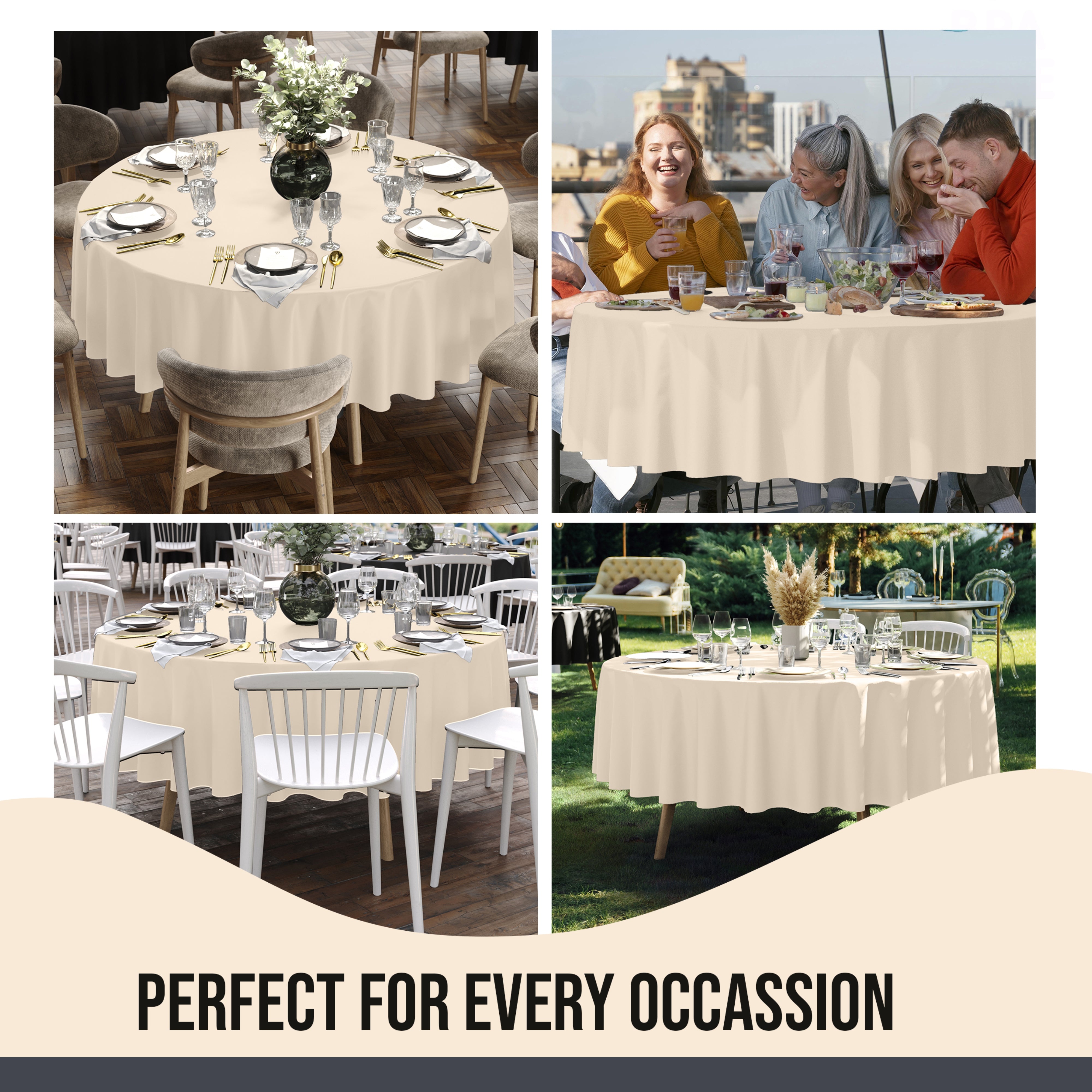 12pack Premium 90" Round Ivory Table Cover