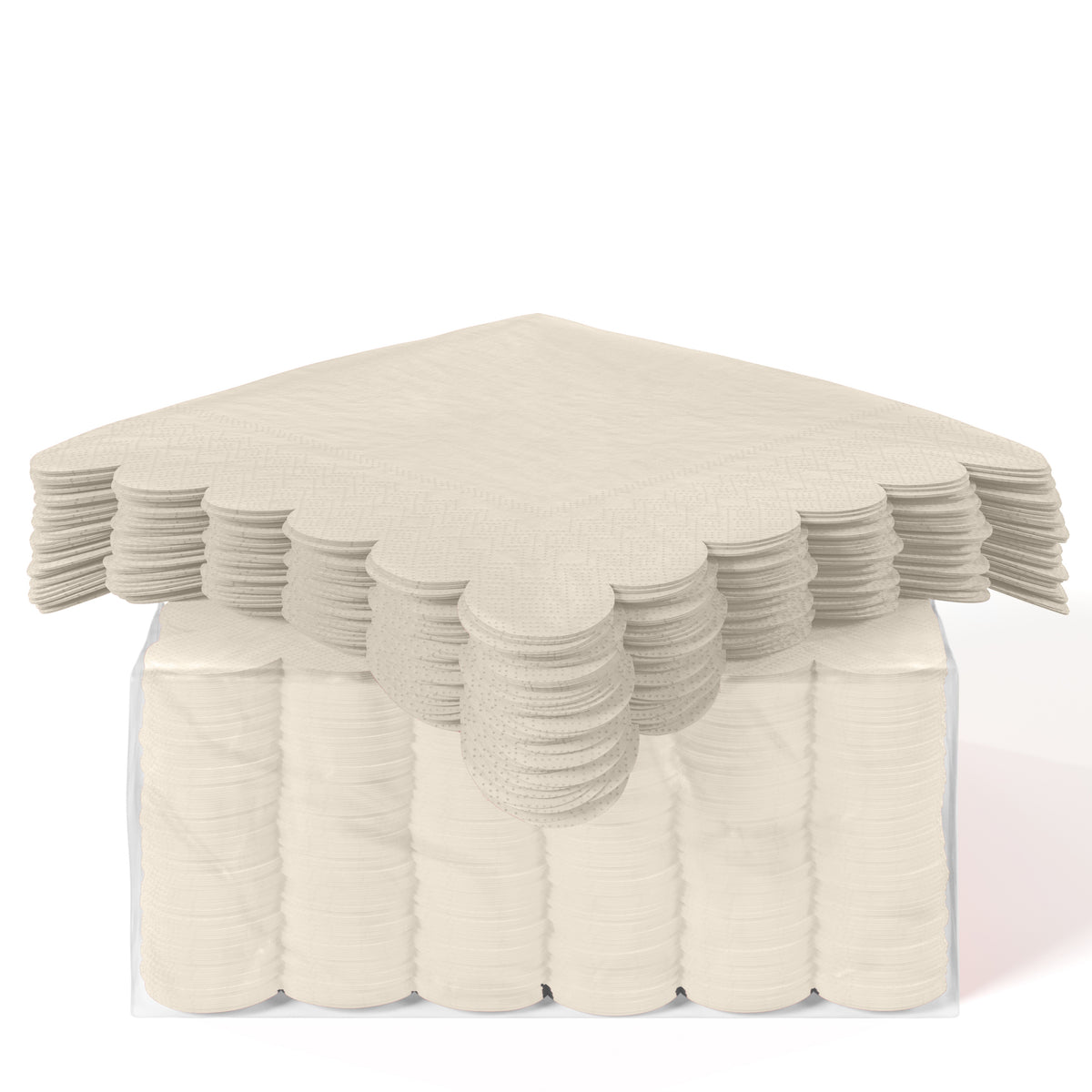 Ivory Scallop Beverage Napkins - 4.75 In. X 4.75 In. | 50 Ct.