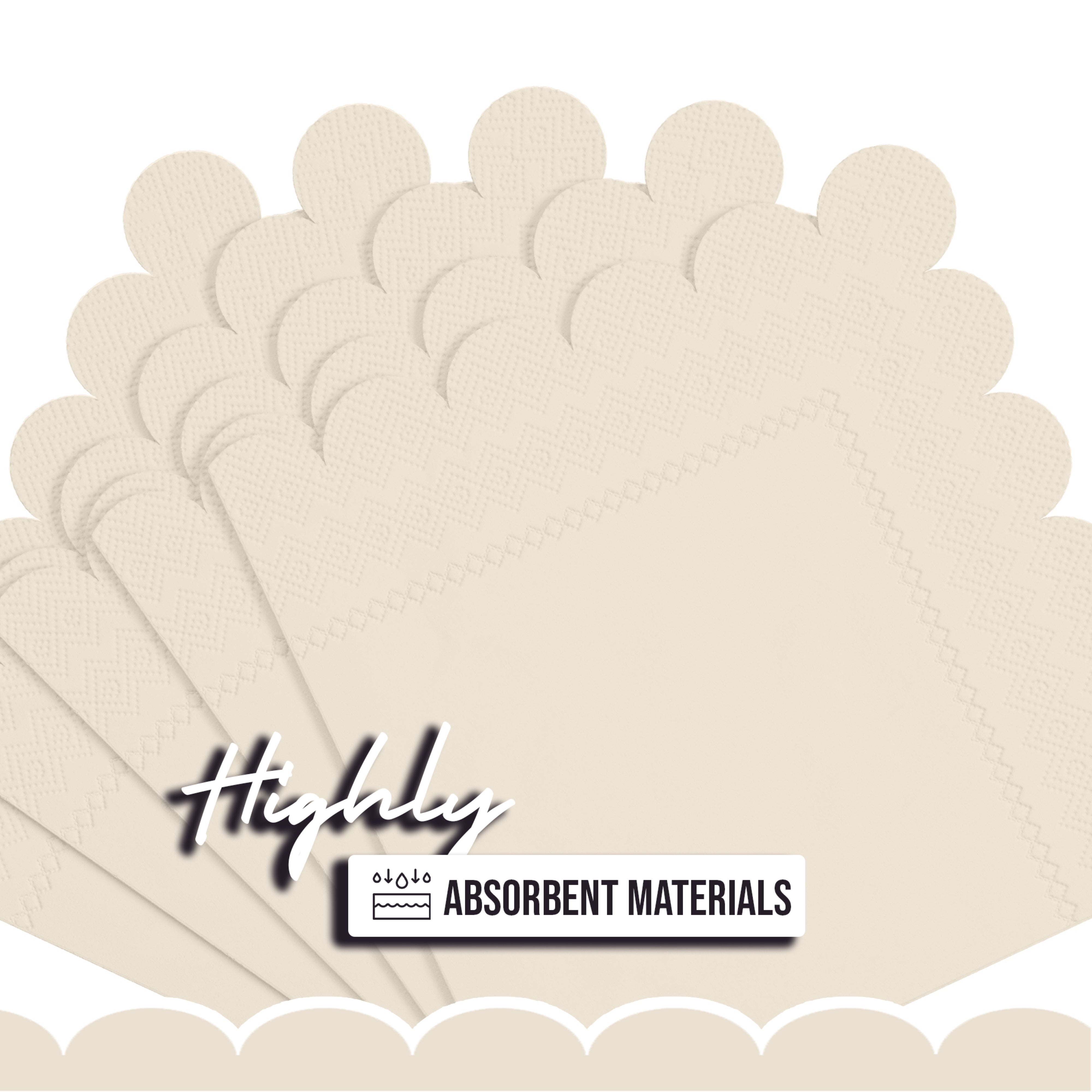 Ivory Scallop Beverage Napkins - 4.75 In. X 4.75 In. | 50 Ct.